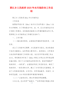 联江乡人民政府2025年水污染防治工作总结
