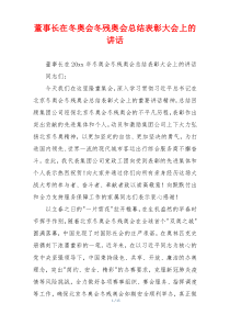 董事长在冬奥会冬残奥会总结表彰大会上的讲话