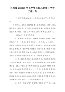 县科技局2025年上半年工作总结和下半年工作计划