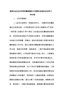 国有企业2024年党风廉政建设工作情况总结及2025年工作计划