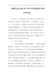 国有企业2025年上半年工作总结和下半年工作计划