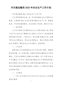 市交通运输局202X年安全生产工作计划