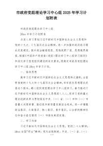 市政府党组理论学习中心组2025年学习计划附表