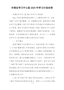 市理论学习中心组2025年学习计划安排