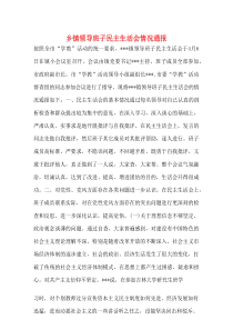乡镇领导班子民主生活会情况通报