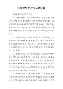 市财政局2025年工作计划