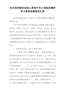 市水利和湖泊局深入贯彻中央八项规定精神学习教育进展情况汇报