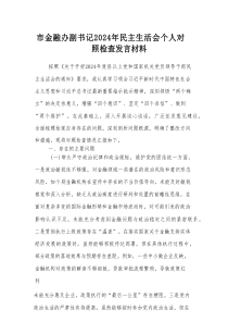 市金融办副书记2024年民主生活会个人对照检查发言材料