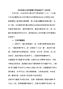 社区2025上半年党建工作总结及下一步计划 六篇精选