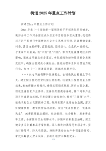 街道2025年重点工作计划