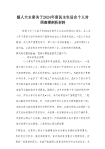 镇人大主席关于2024年度民主生活会个人对照查摆剖析材料