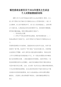 镇党委政法委员关于2024年度民主生活会个人对照查摆剖析材料