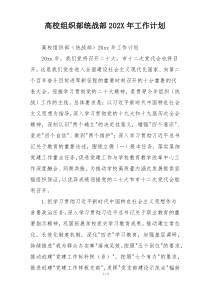 高校组织部统战部202X年工作计划