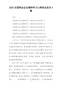2025全国两会会议精神学习心得体会发言5篇