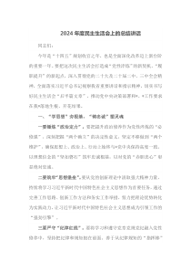 2024年度民主生活会上的总结讲话