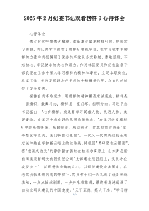 2025年2月纪委书记观看榜样9心得体会