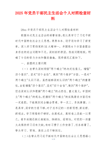 2025年党员干部民主生活会个人对照检查材料