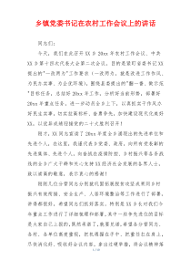 乡镇党委书记在农村工作会议上的讲话