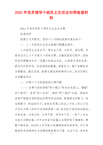 2025年党员领导干部民主生活会对照检查材料