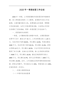 2025年一季度经营工作总结