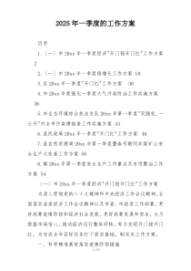 2025年一季度的工作方案