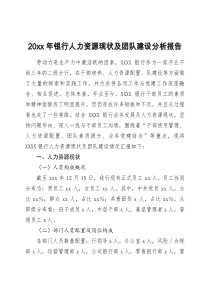20XX年银行人力资源现状及团队建设分析报告