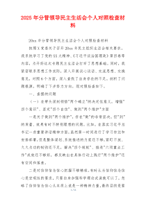 2025年分管领导民主生活会个人对照检查材料