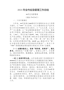 2024年全市应急管理工作总结