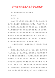 关于全市安全生产工作会议的致辞