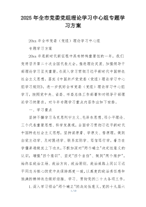 2025年全市党委党组理论学习中心组专题学习方案
