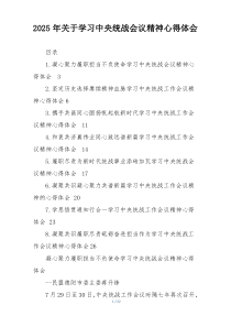 2025年关于学习中央统战会议精神心得体会