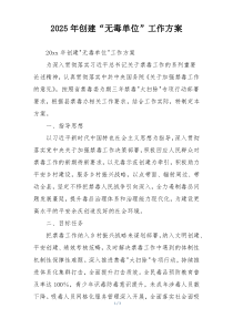 2025年创建“无毒单位”工作方案