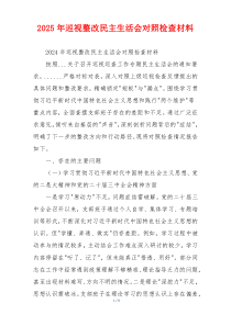2025年巡视整改民主生活会对照检查材料