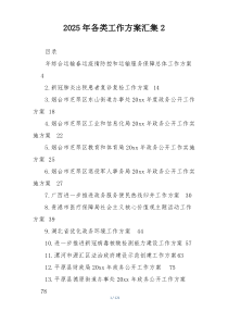 2025年各类工作方案汇集2