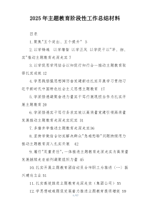 2025年主题教育阶段性工作总结材料