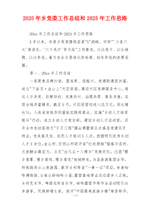 2025年乡党委工作总结和2025年工作思路