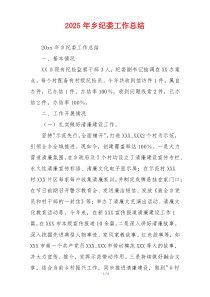 2025年乡纪委工作总结