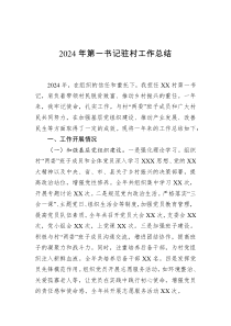 2024年第一书记驻村工作总结
