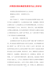 共青团在落实集团党委党代会上的讲话