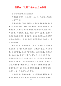 县长在“之约”推介会上的致辞