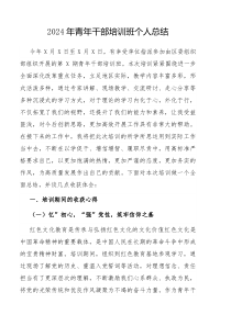 2024年青年干部培训班个人总结
