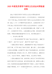 2025年度党员领导干部民主生活会对照检查材料