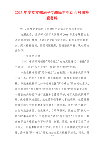 2025年度党支部班子专题民主生活会对照检查材料