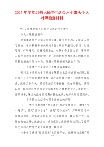 2025年度党组书记民主生活会六个带头个人对照检查材料