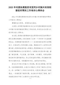 2025年巩固拓展脱贫攻坚同乡村振兴有效衔接驻村帮扶工作培训心得体会