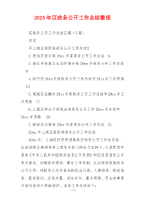 2025年区政务公开工作总结整理