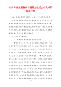 2025年度巡察整改专题民主生活会个人对照检查材料
