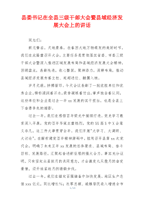 县委书记在全县三级干部大会暨县域经济发展大会上的讲话