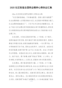 2025社区街道全国两会精神心得体会汇集