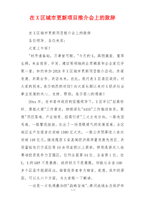 在X区城市更新项目推介会上的致辞